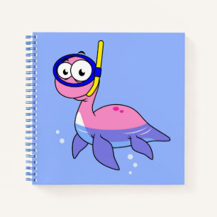 Illustration Of A Snorkelling Loch Ness Monster. Notebook