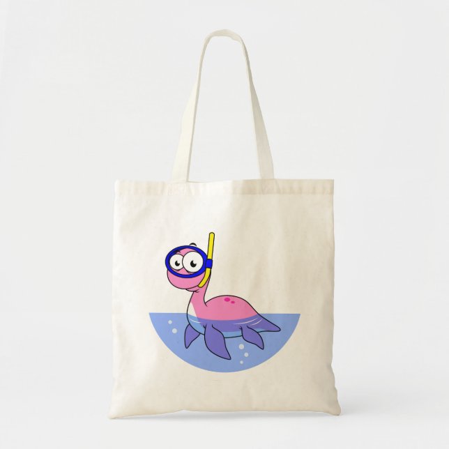 Illustration Of A Snorkelling Loch Ness Monster. Tote Bag (Front)