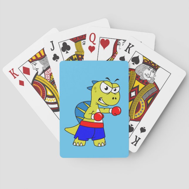 Illustration Of A Spinosaurus Boxing. Playing Cards (Back)