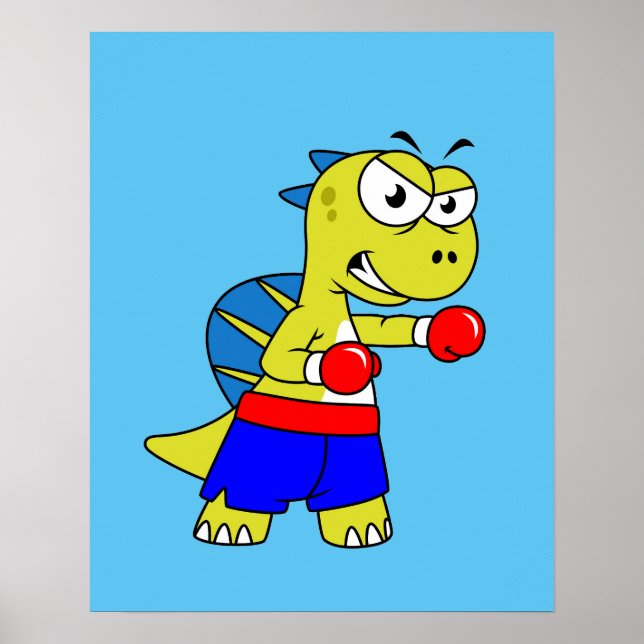 Illustration Of A Spinosaurus Boxing. Poster (Front)