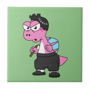 Illustration Of A Spinosaurus Bruce Lee. Ceramic Tile