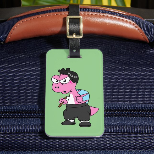 Illustration Of A Spinosaurus Bruce Lee. Luggage Tag (Front Insitu 2)