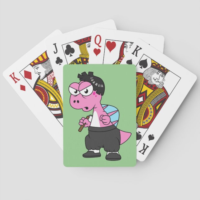 Illustration Of A Spinosaurus Bruce Lee. Playing Cards (Back)