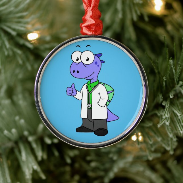 Illustration Of A Spinosaurus Doctor. Metal Ornament (Tree)