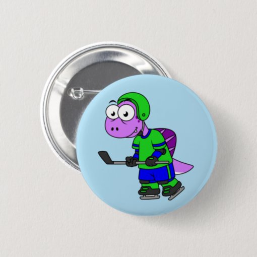 Illustration Of A Spinosaurus Hockey Player. 6 Cm Round Badge 