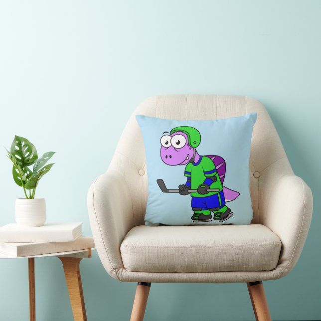 Illustration Of A Spinosaurus Hockey Player. Cushion (Chair)