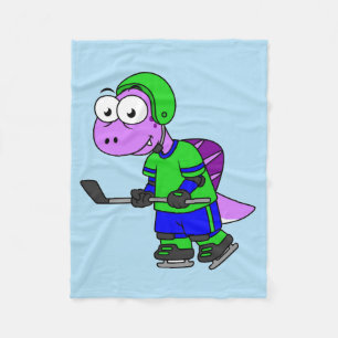 Illustration Of A Spinosaurus Hockey Player. Fleece Blanket
