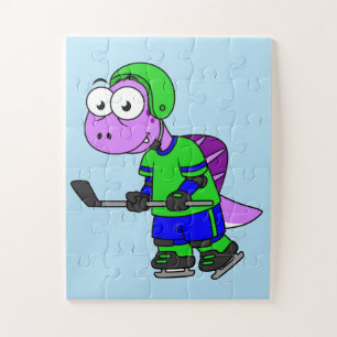 Illustration Of A Spinosaurus Hockey Player. Jigsaw Puzzle