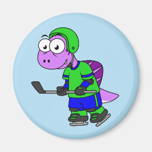 Illustration Of A Spinosaurus Hockey Player. Magnet