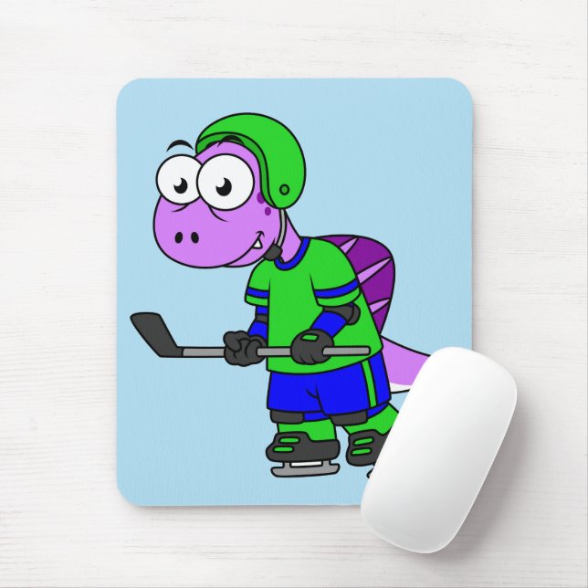 Illustration Of A Spinosaurus Hockey Player. Mouse Pad (With Mouse)
