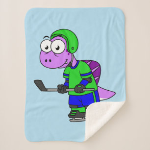 Illustration Of A Spinosaurus Hockey Player. Sherpa Blanket