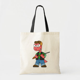Illustration Of A Spinosaurus Hunter With Gun. Tote Bag