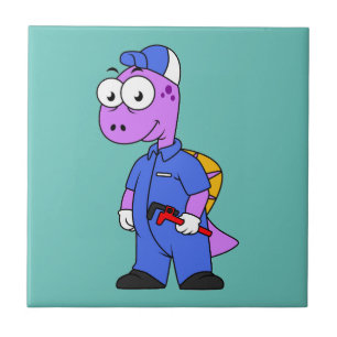Illustration Of A Spinosaurus Plumber. Ceramic Tile
