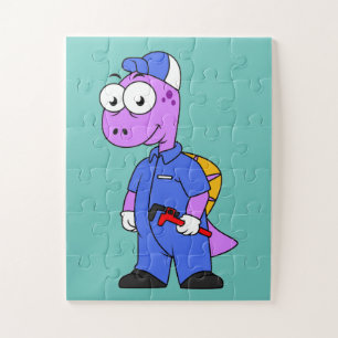 Illustration Of A Spinosaurus Plumber. Jigsaw Puzzle