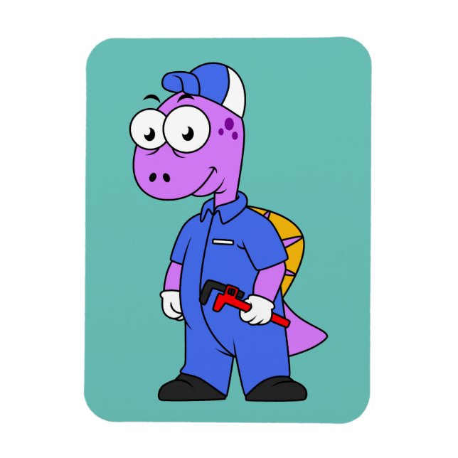 Illustration Of A Spinosaurus Plumber. Magnet (Vertical)