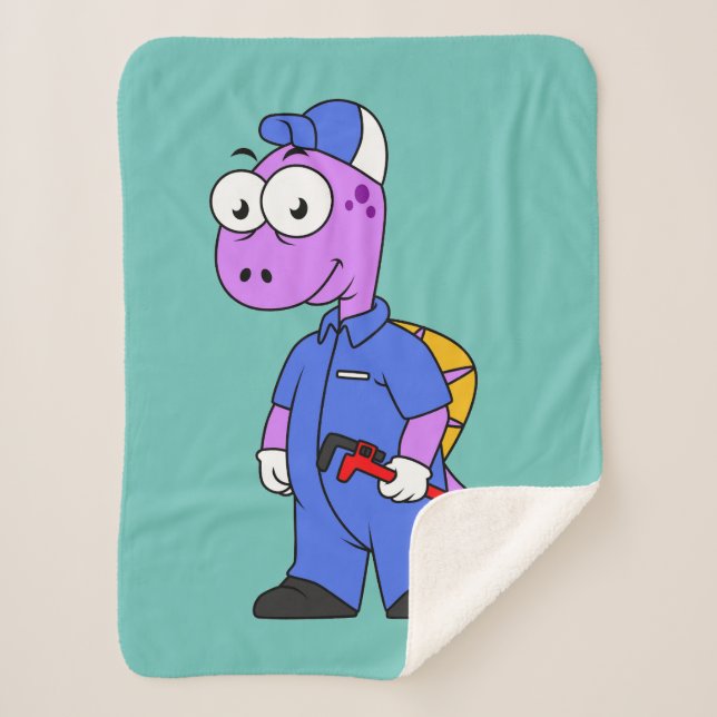 Illustration Of A Spinosaurus Plumber. Sherpa Blanket (Front)