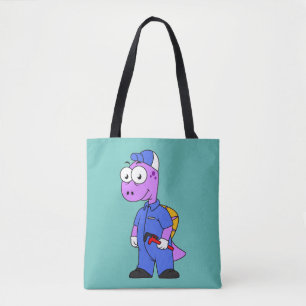 Illustration Of A Spinosaurus Plumber. Tote Bag