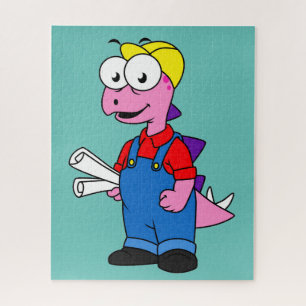 Illustration Of A Stegosaurus Construction Worker. Jigsaw Puzzle