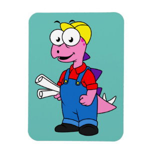 Illustration Of A Stegosaurus Construction Worker. Magnet