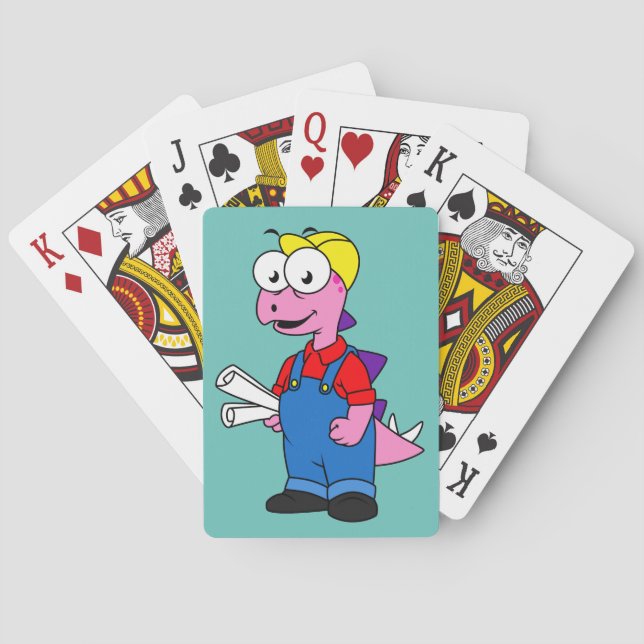 Illustration Of A Stegosaurus Construction Worker. Playing Cards (Back)