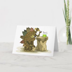 Illustration Of A Stegosaurus Drinking A Beverage. Card
