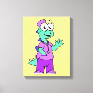 Illustration Of A Stegosaurus Nurse. Canvas Print