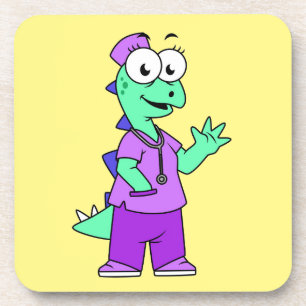 Illustration Of A Stegosaurus Nurse. Coaster