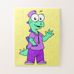 Illustration Of A Stegosaurus Nurse. Jigsaw Puzzle