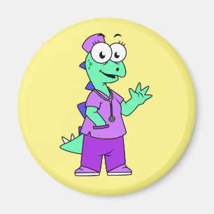 Illustration Of A Stegosaurus Nurse. Magnet