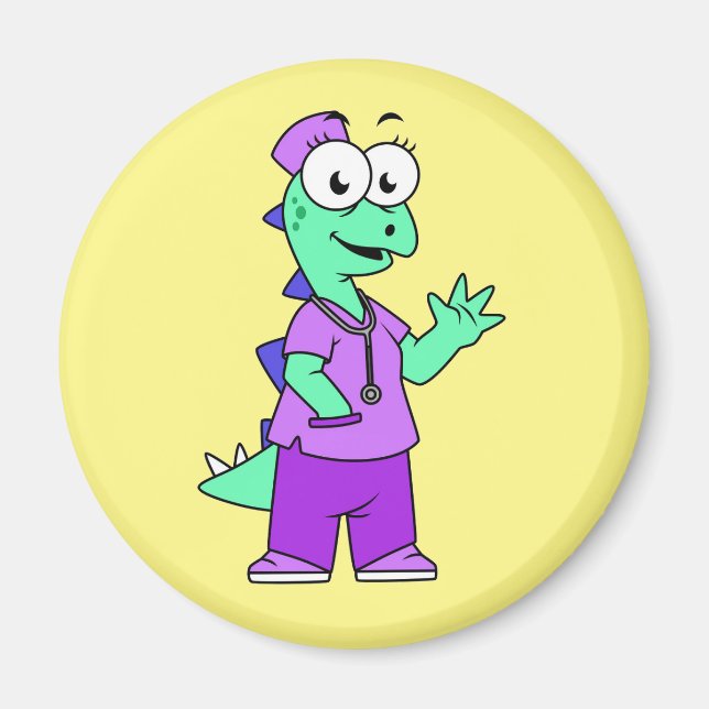 Illustration Of A Stegosaurus Nurse. Magnet (Front)