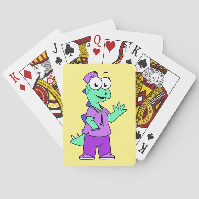 Illustration Of A Stegosaurus Nurse. Playing Cards (Back)