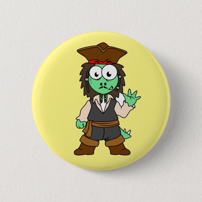 Illustration Of A Stegosaurus Pirate, Jack Sparrow 6 Cm Round Badge (Front)