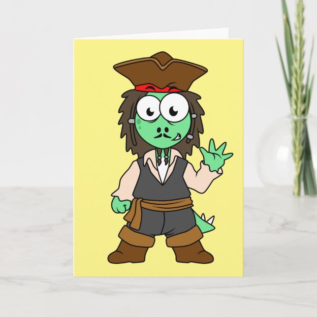 Illustration Of A Stegosaurus Pirate, Jack Sparrow Card (Front)