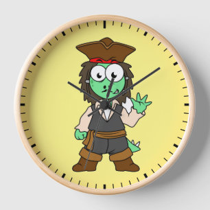 Illustration Of A Stegosaurus Pirate, Jack Sparrow Clock