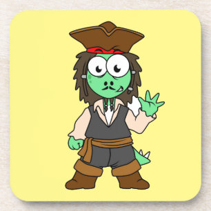 Illustration Of A Stegosaurus Pirate, Jack Sparrow Coaster