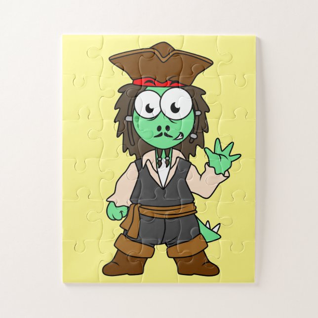 Illustration Of A Stegosaurus Pirate, Jack Sparrow Jigsaw Puzzle (Vertical)