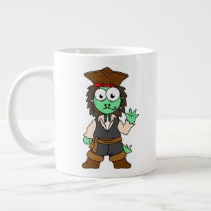 Illustration Of A Stegosaurus Pirate, Jack Sparrow Large Coffee Mug