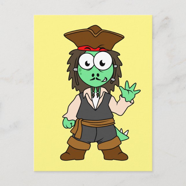 Illustration Of A Stegosaurus Pirate, Jack Sparrow Postcard (Front)