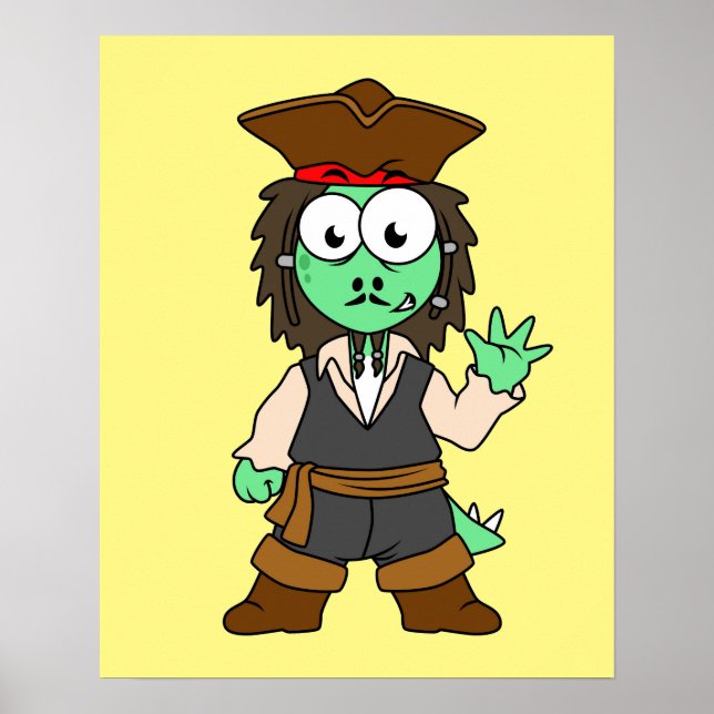 Illustration Of A Stegosaurus Pirate, Jack Sparrow Poster (Front)