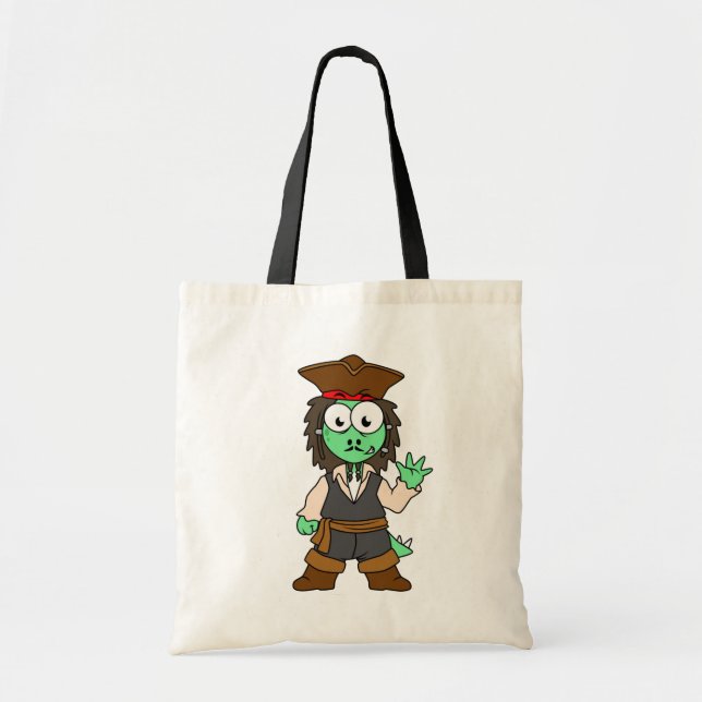 Illustration Of A Stegosaurus Pirate, Jack Sparrow Tote Bag (Front)