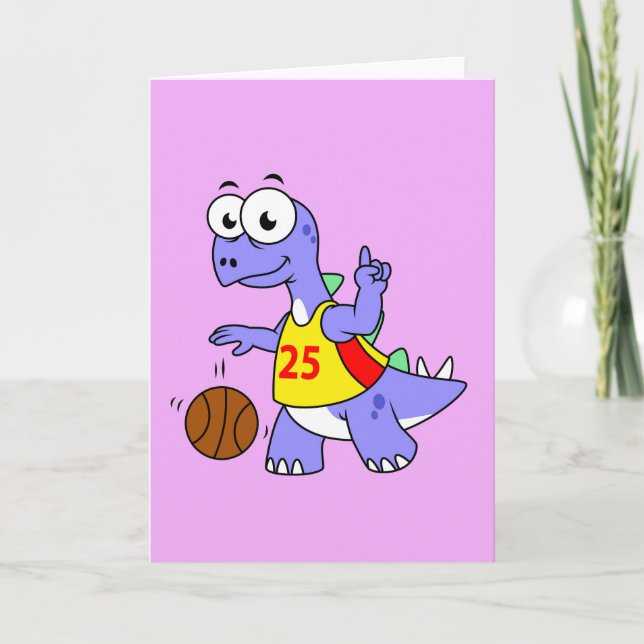Illustration Of A Stegosaurus Playing Basketball. Card (Front)