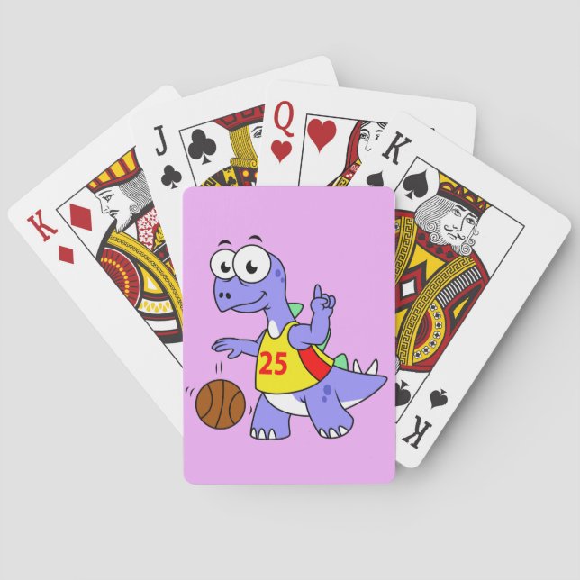 Illustration Of A Stegosaurus Playing Basketball. Cards (Back)