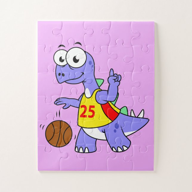 Illustration Of A Stegosaurus Playing Basketball. Jigsaw Puzzle (Vertical)