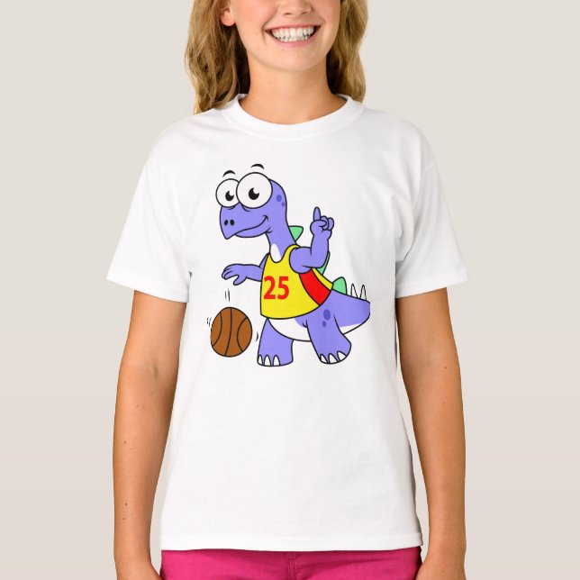 Illustration Of A Stegosaurus Playing Basketball. T-Shirt (Front)