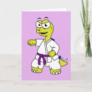 Illustration Of A Stegosaurus Practicing Karate. Card