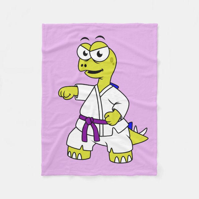 Illustration Of A Stegosaurus Practicing Karate. Fleece Blanket (Front)