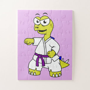 Illustration Of A Stegosaurus Practicing Karate. Jigsaw Puzzle