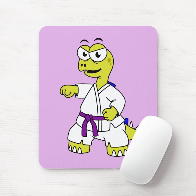 Illustration Of A Stegosaurus Practicing Karate. Mouse Pad (With Mouse)