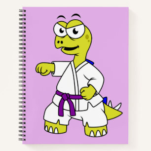 Illustration Of A Stegosaurus Practicing Karate. Notebook