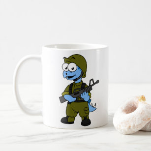 Illustration Of A Stegosaurus Soldier. Coffee Mug